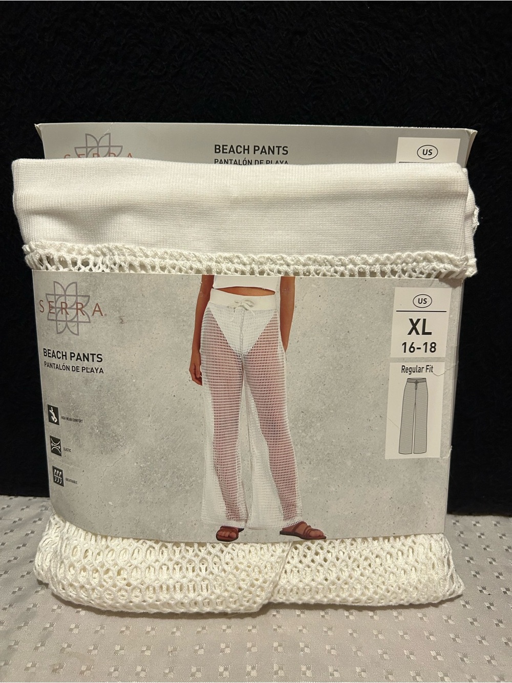 Serra White Crochet Look Beach Pants Breathable Elastic Reg Fit Sz XL 16/18 NEW